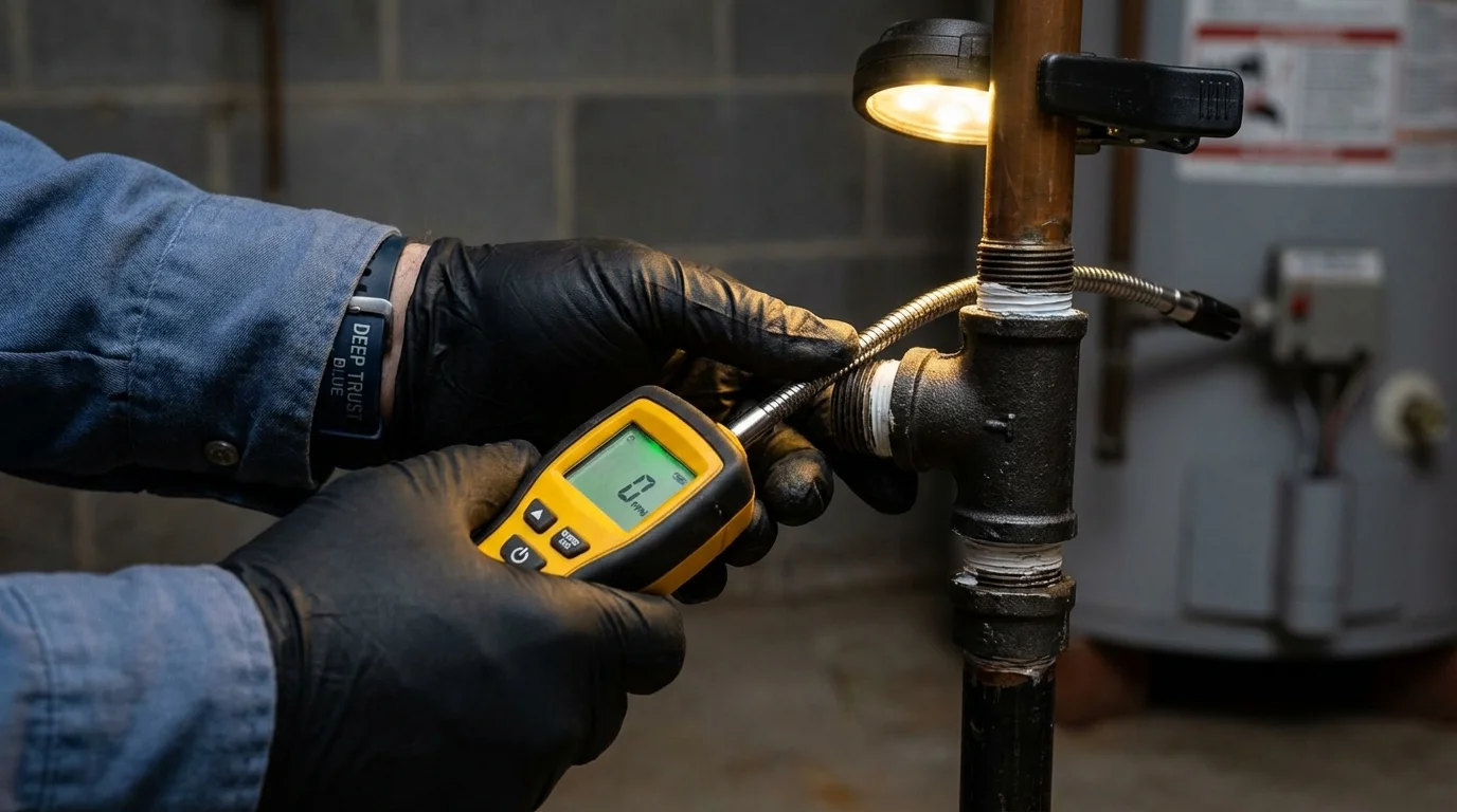 Gas leak detection with electronic sniffer by Johns Plumbing LLC in Bear Creek