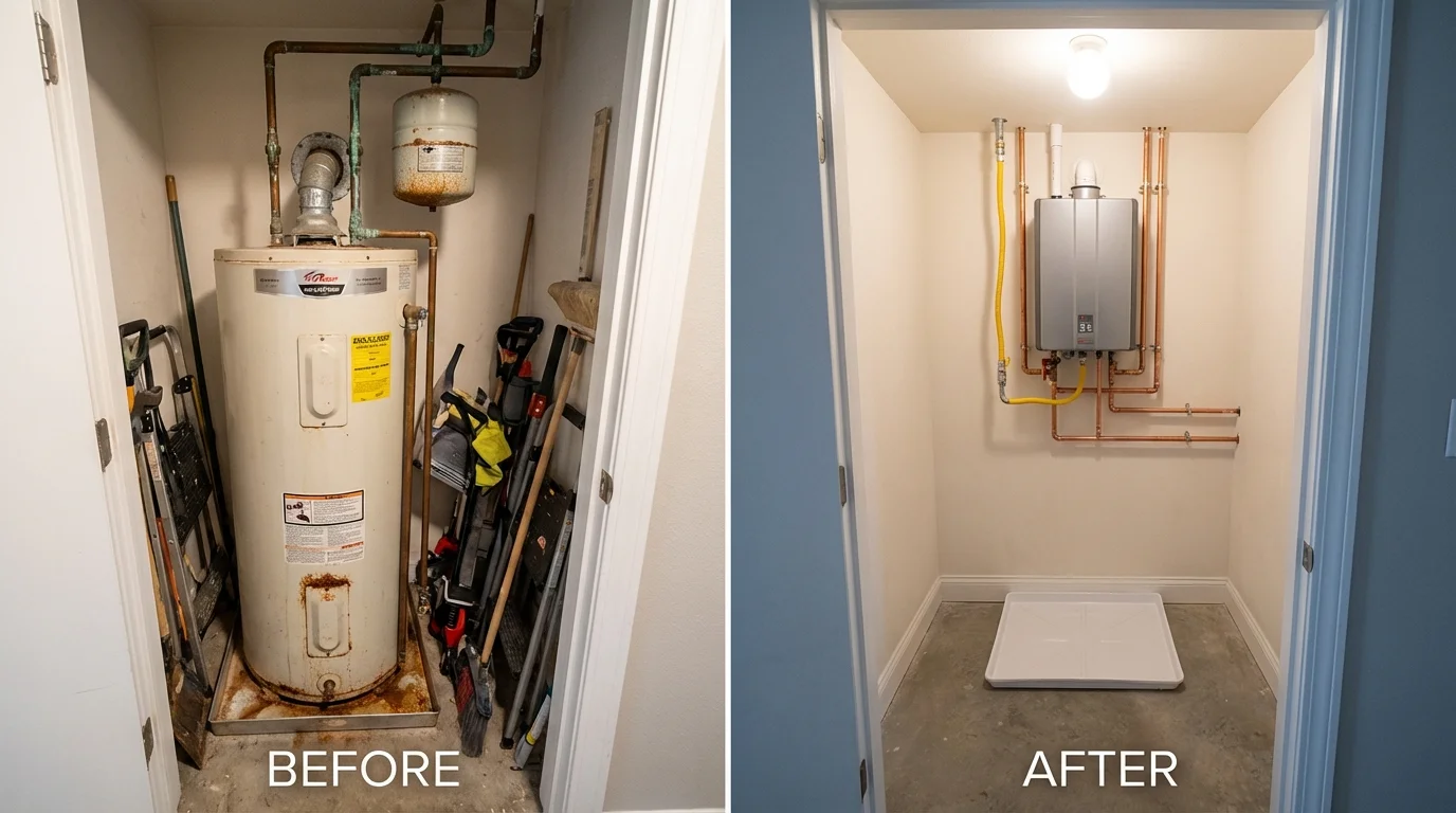 Tank water heater versus wall-mounted tankless unit comparison for Bear Creek, AL homeowners